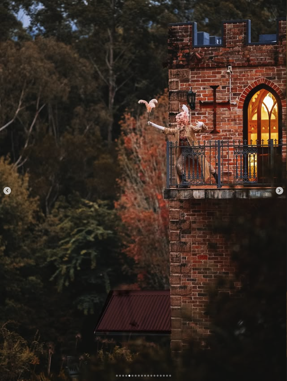 A castle balcony at golden hour